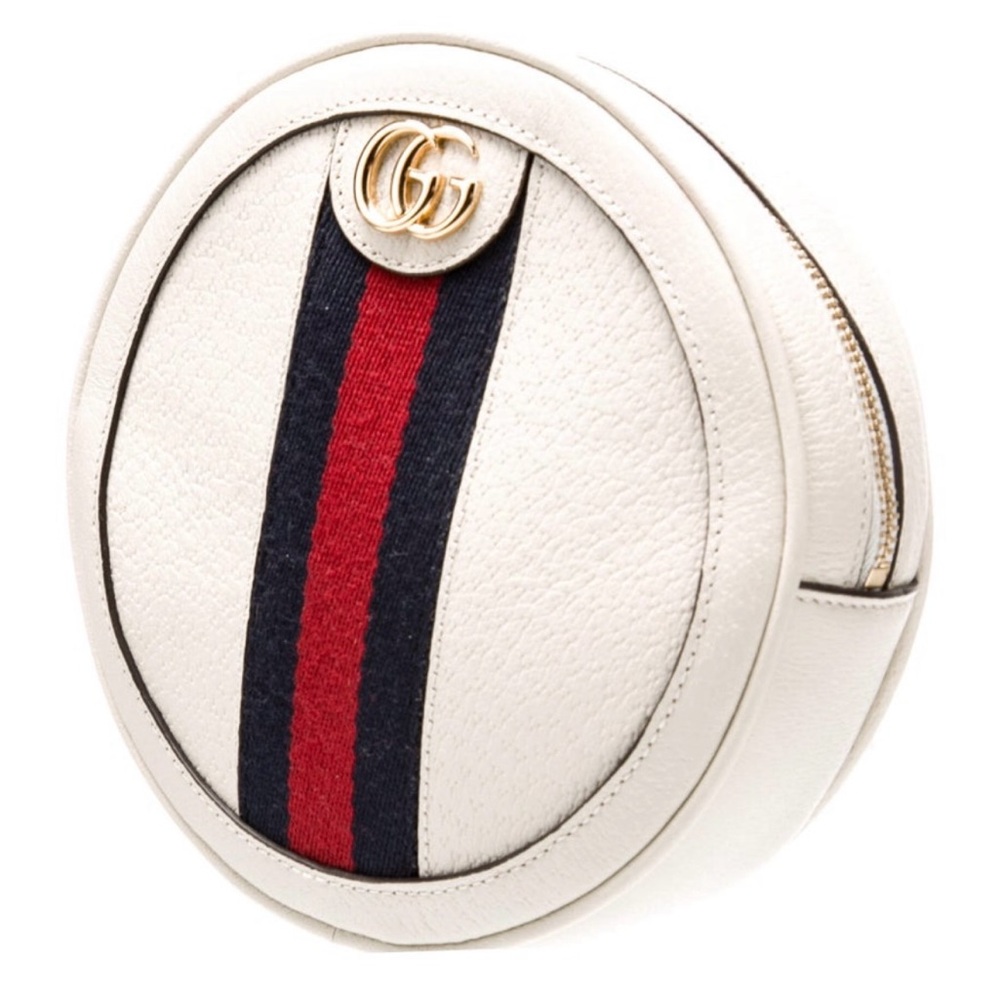 Gucci Ivory Circle Backpack small bag with Red and Navy Stripe